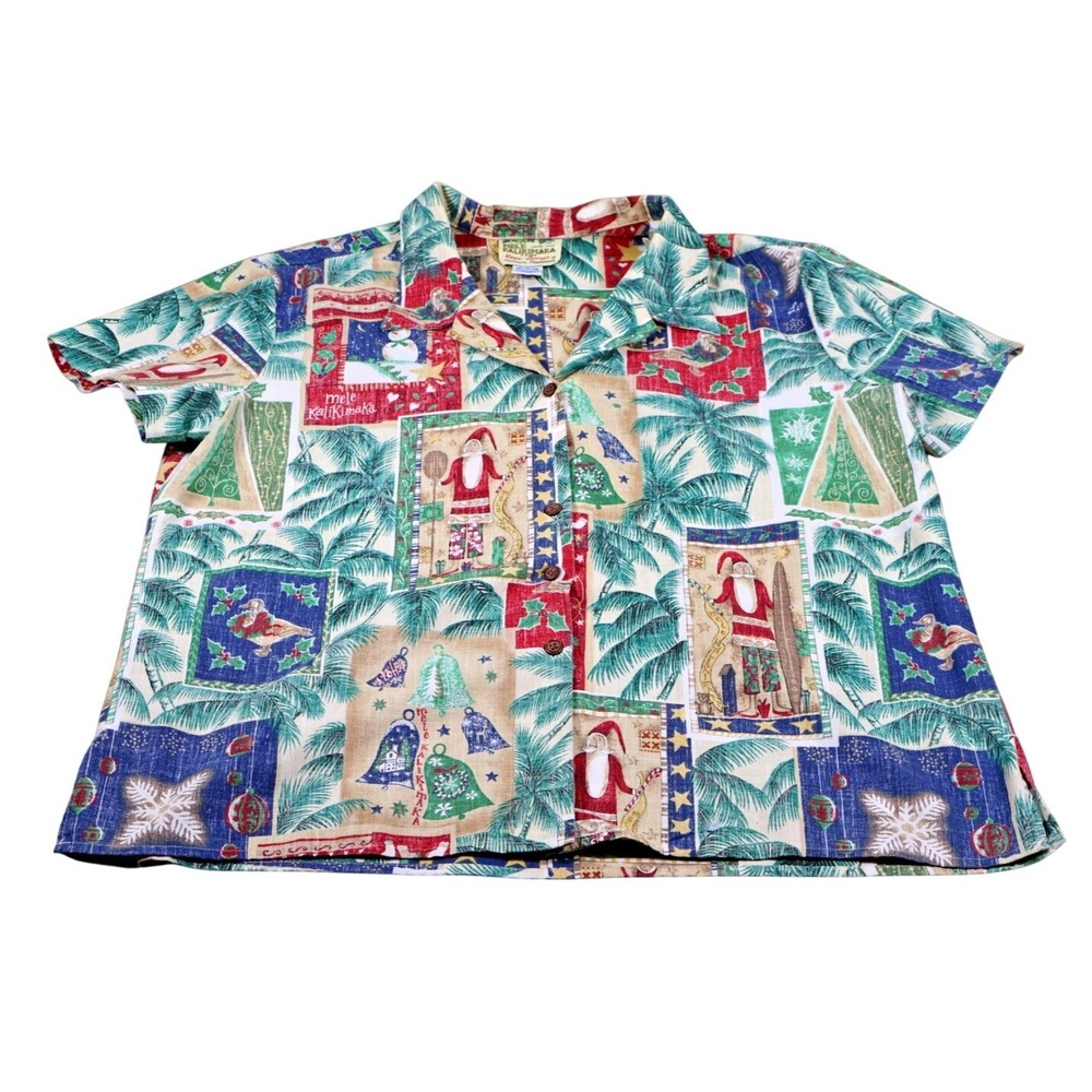 Reyn Spooner Mele Kalikimaka Shirt Mens XL Hawaiian Christmas Short Sleeve